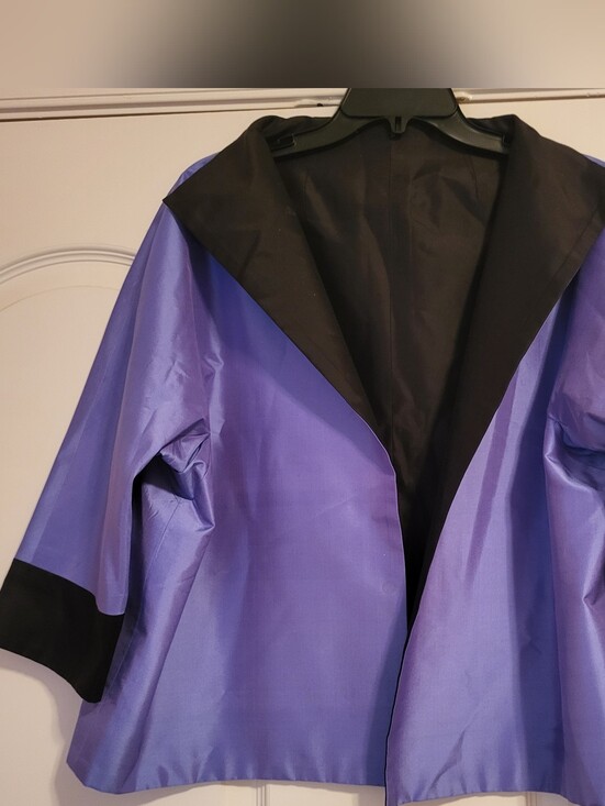 Jackets & Blazers - Reversable Purple & Black Satin Open Jacket